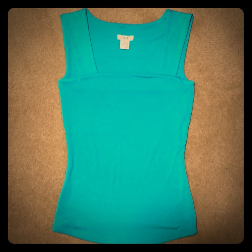 Cache Turquoise Square-Neck Tank Top